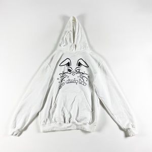 Icy Rabbit Run Rabbit Run Graphic Print Fleece Lined Hoodie Sweatshirt White M